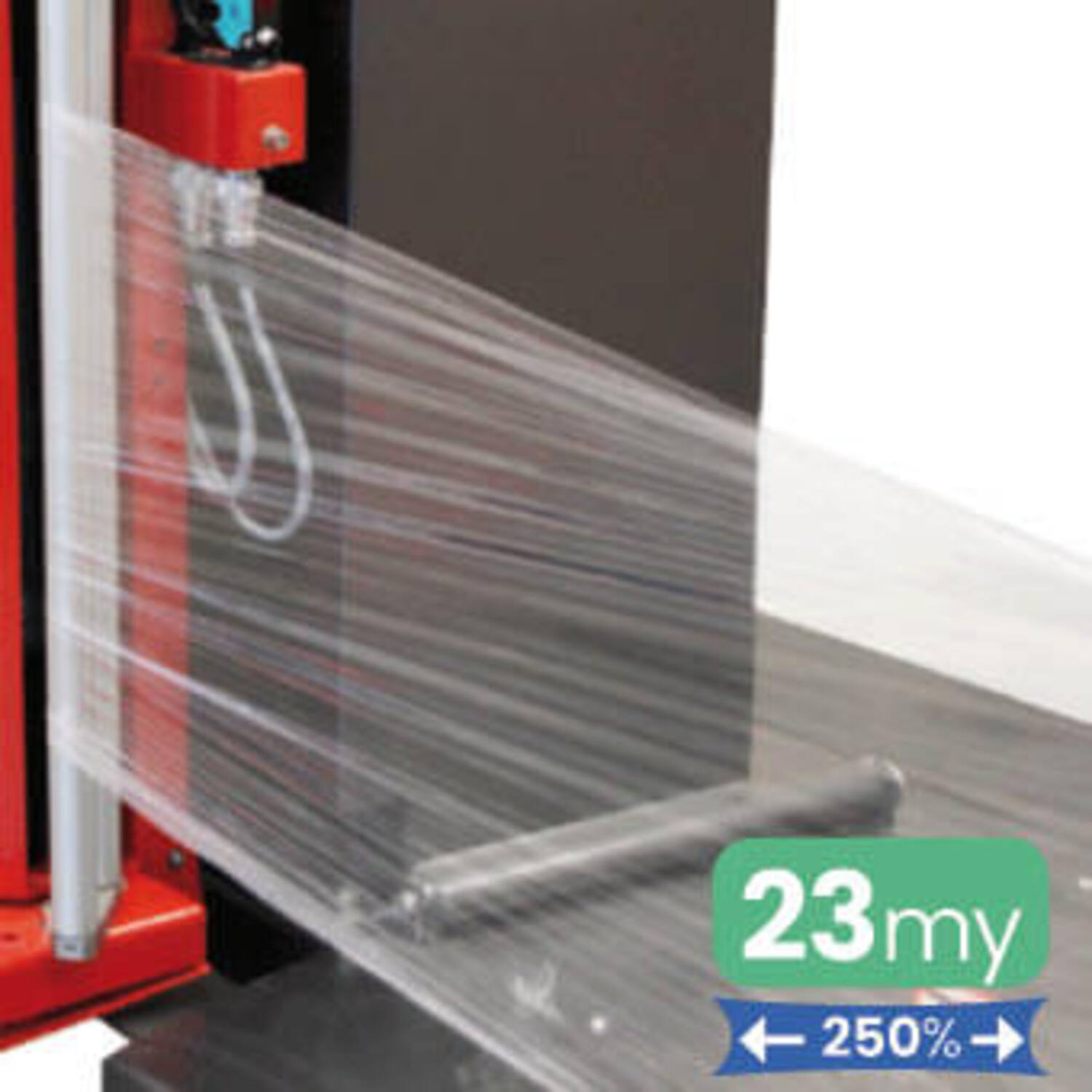 Machinefolie 23my 50cm x 1.500m Transparant rek <250% Normal cling