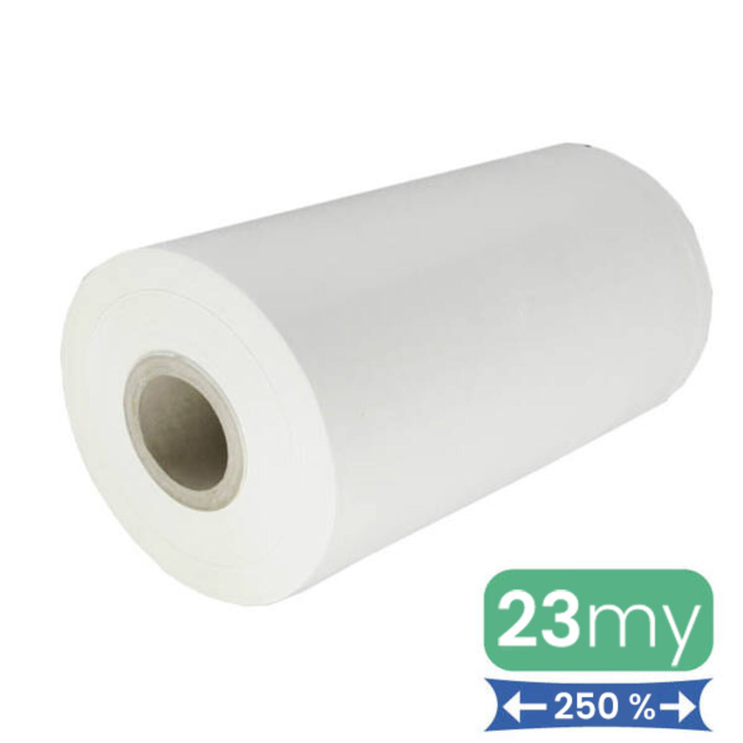 Machinefolie 23my 50cm x 1.500m Wit opaak rek <250% Normal cling