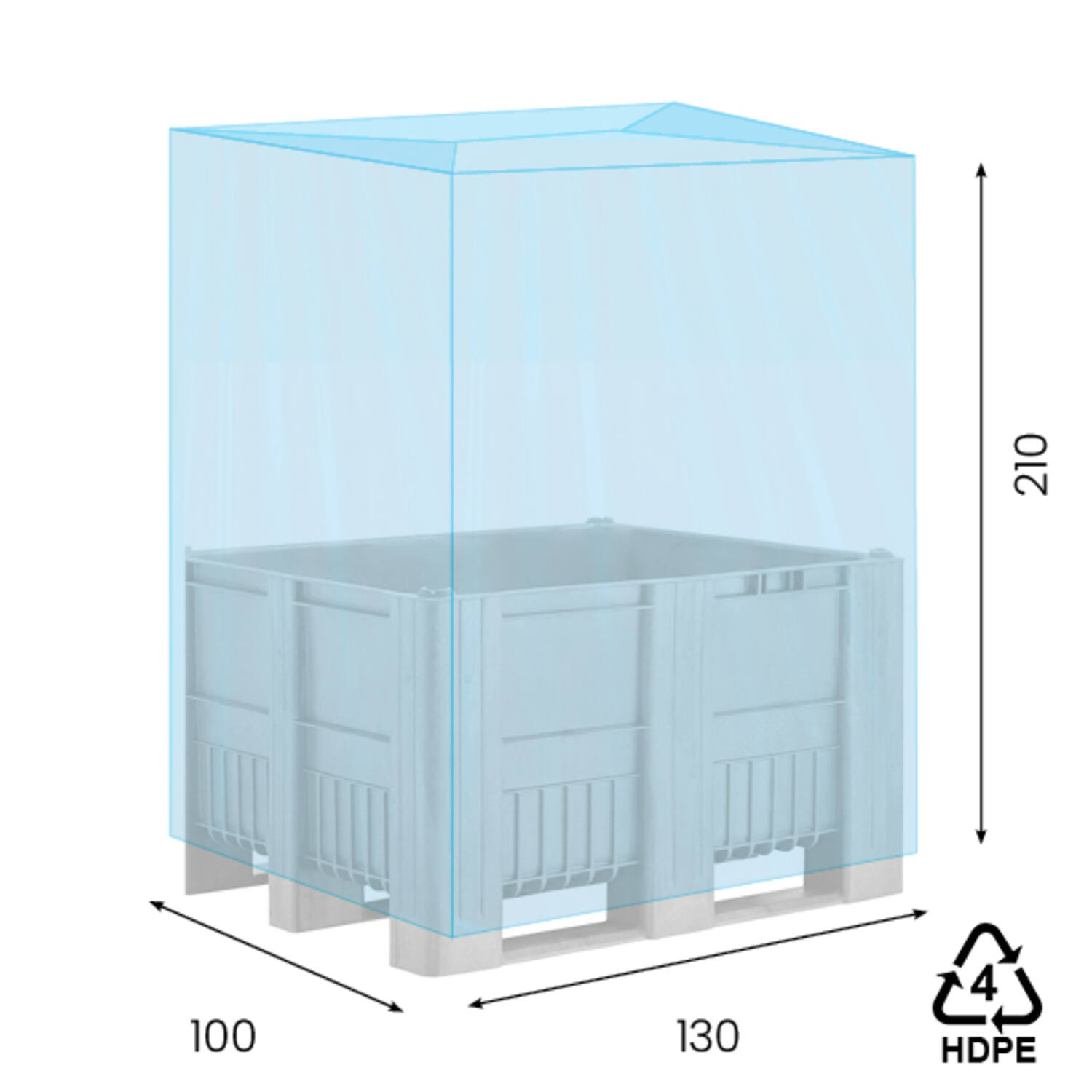HDPE hoezen 130/50 x 210cm 20my blauw 2% op koker