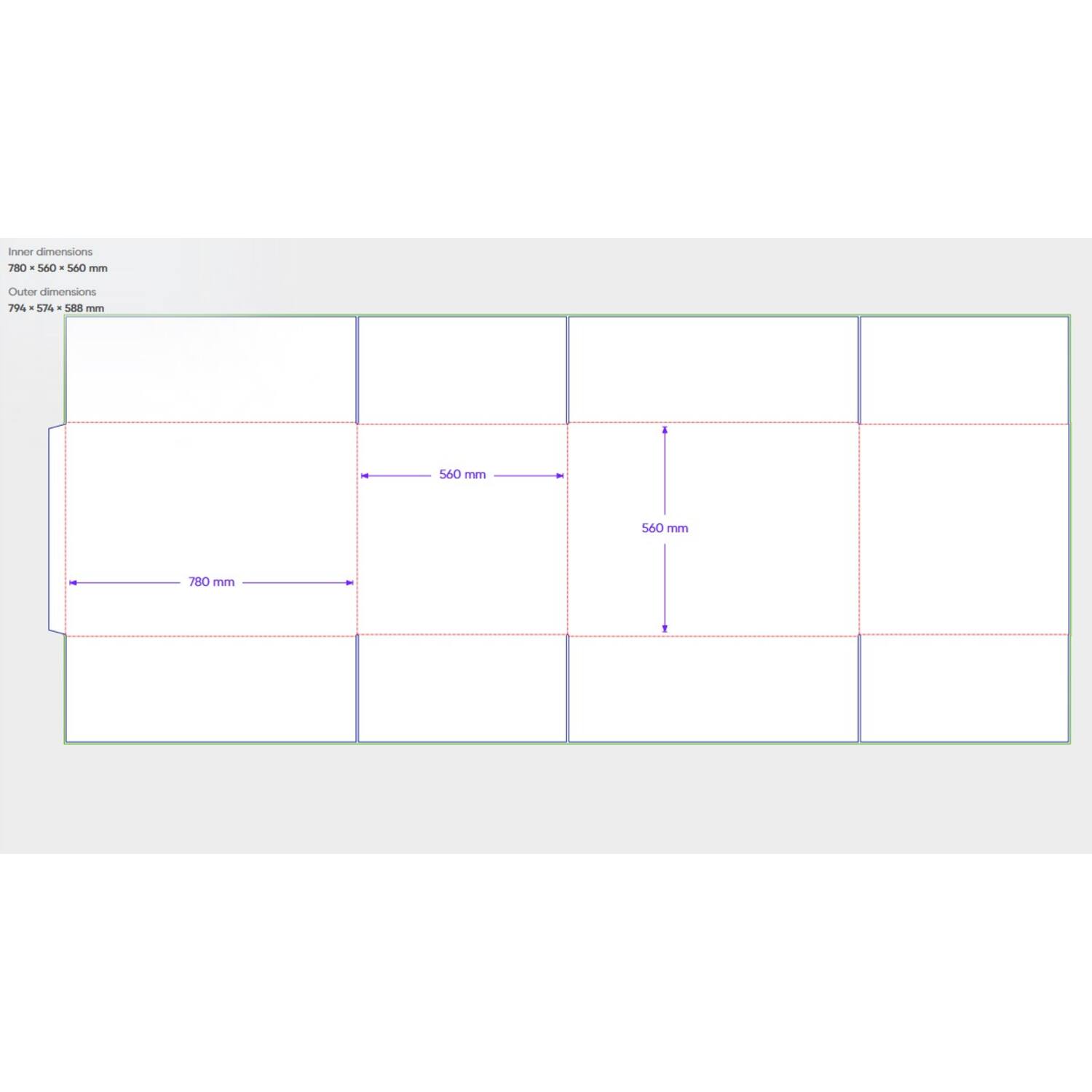 Doos 780x560x560mm DG 1/2Palletdoos, Fefco 0201 FSC©