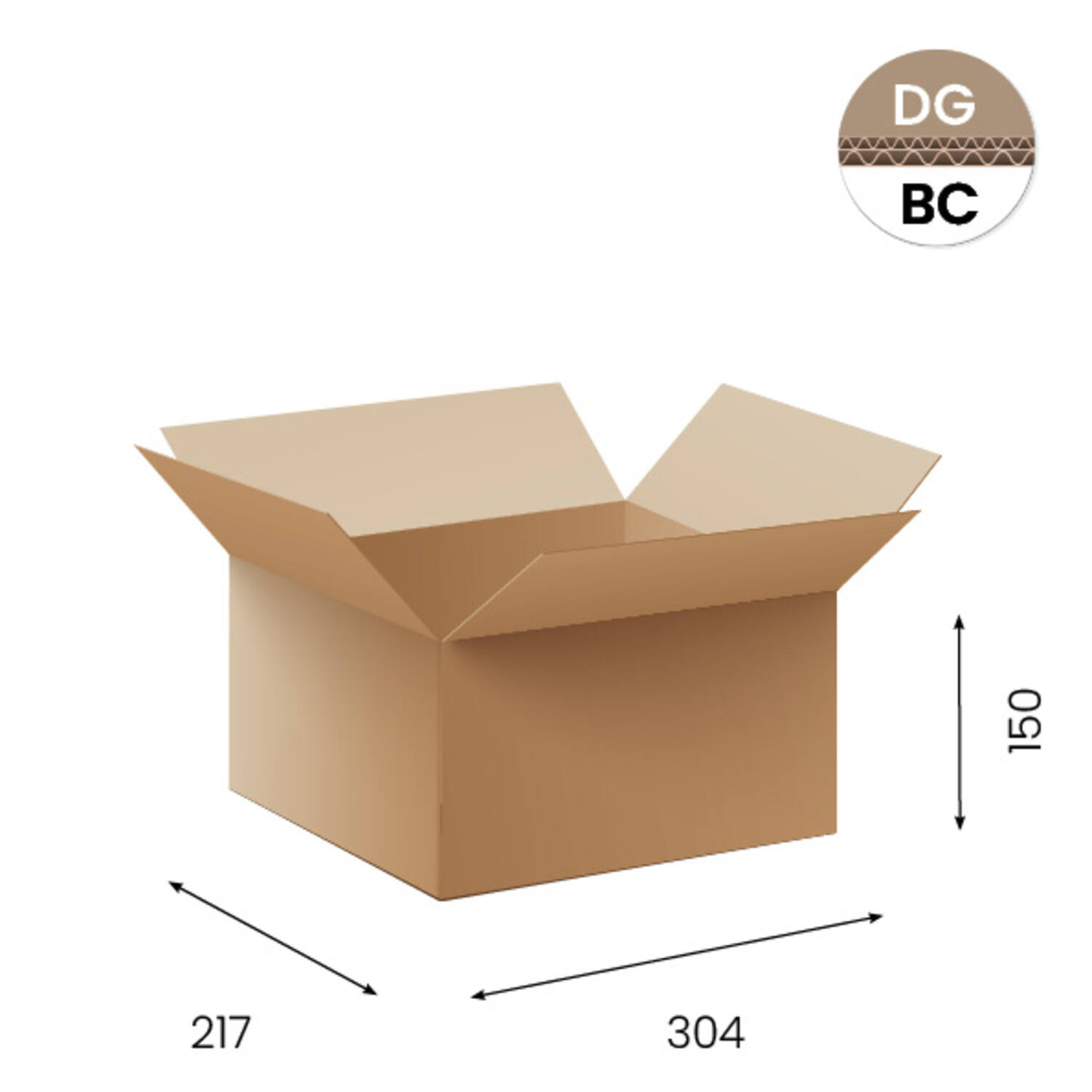 Amerikaanse vouwdozen FEFCO 0201 304x217x150mm BC-golf bruin FSC