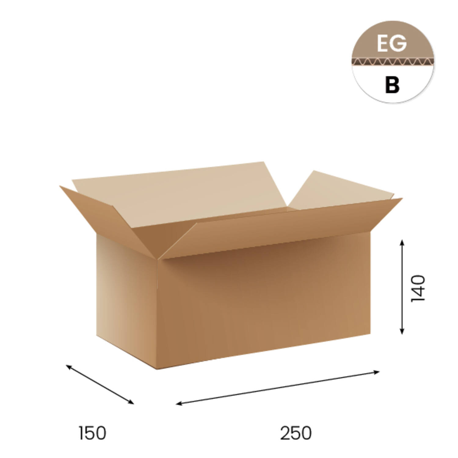 Amerikaanse vouwdozen FEFCO 0201 250x170x220mm B-golf bruin FSC