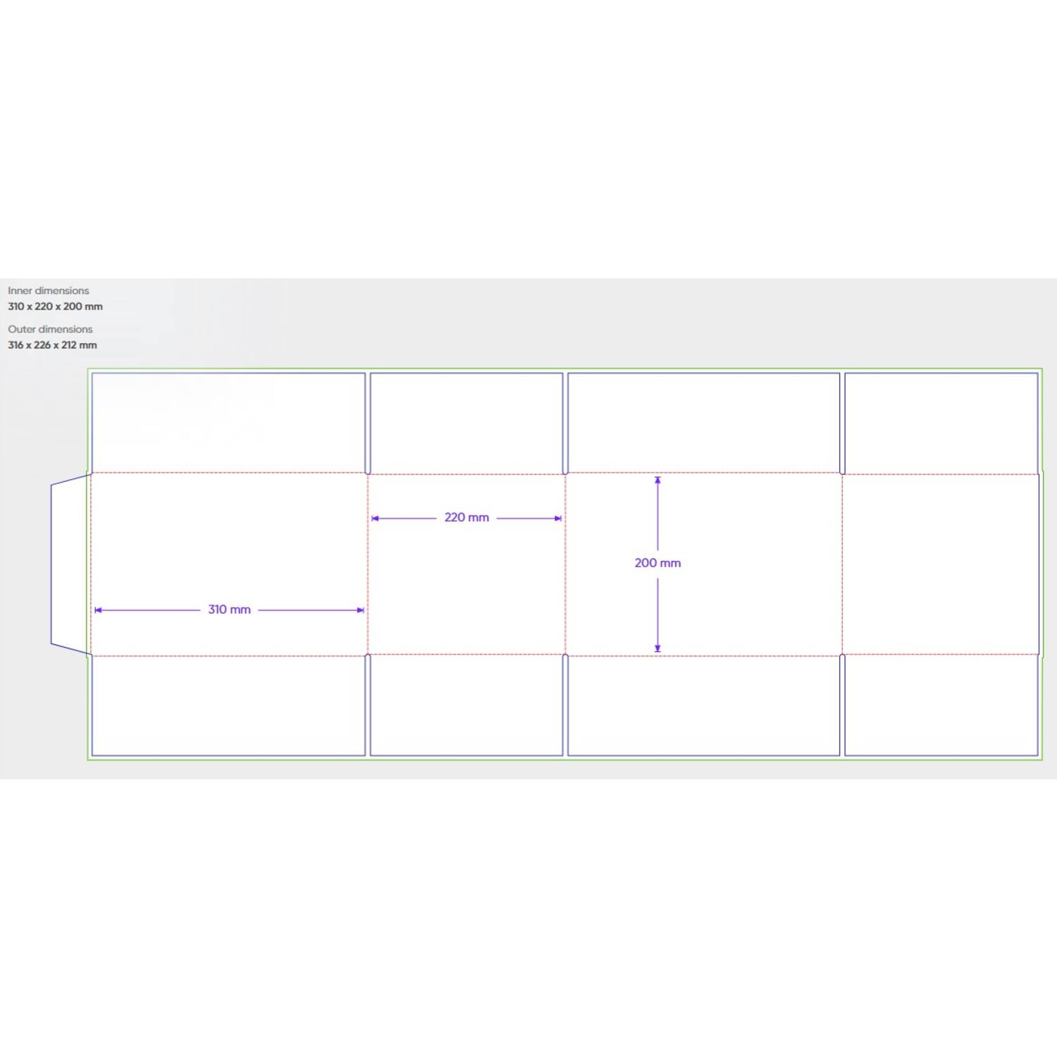 Amerikaanse vouwdozen FEFCO 0201 310x220x200mm B-golf bruin FSC