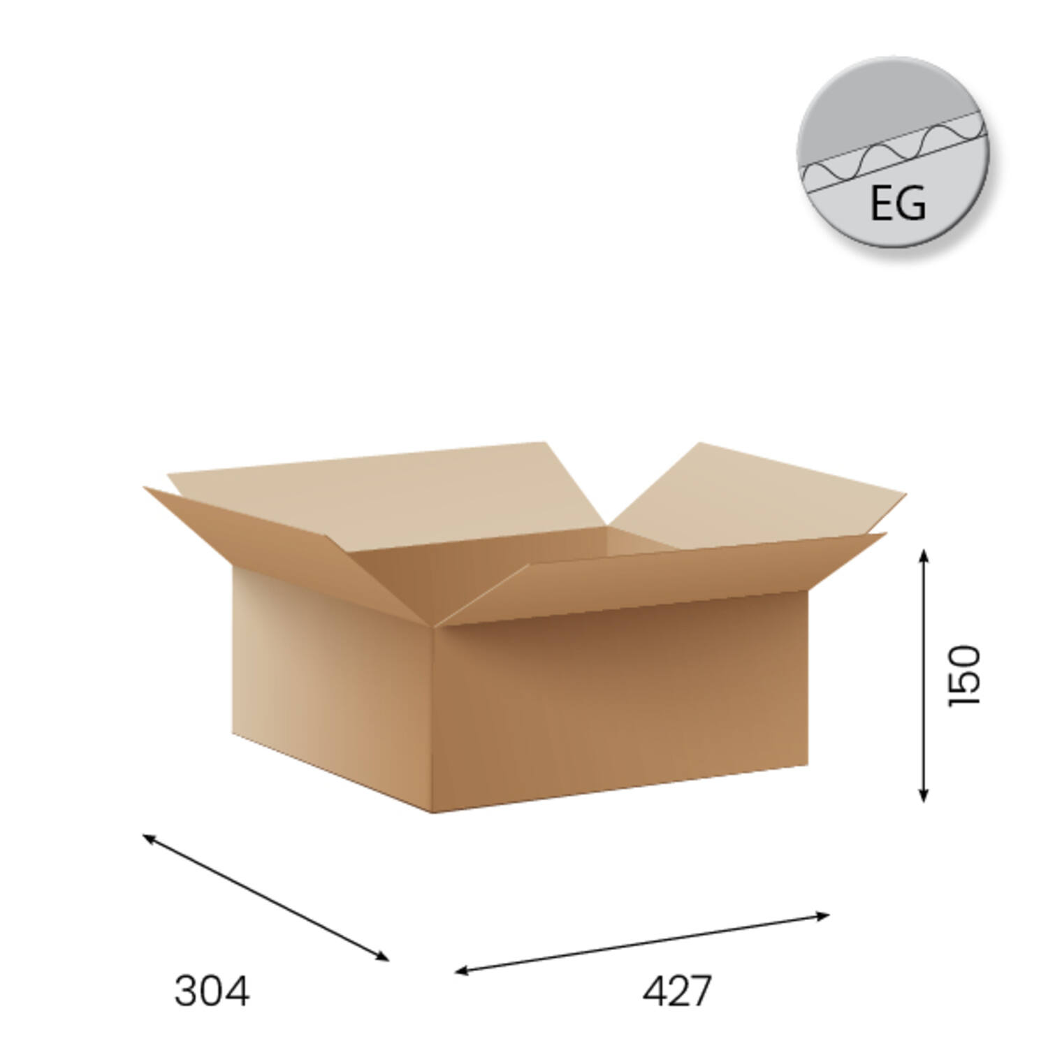 Amerikaanse vouwdozen FEFCO 0201 427x304x150mm B-golf bruin FSC