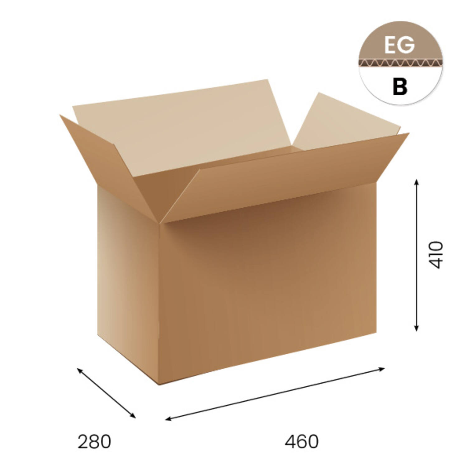 Amerikaanse vouwdozen FEFCO 0201 460x280x410mm B-golf bruin FSC