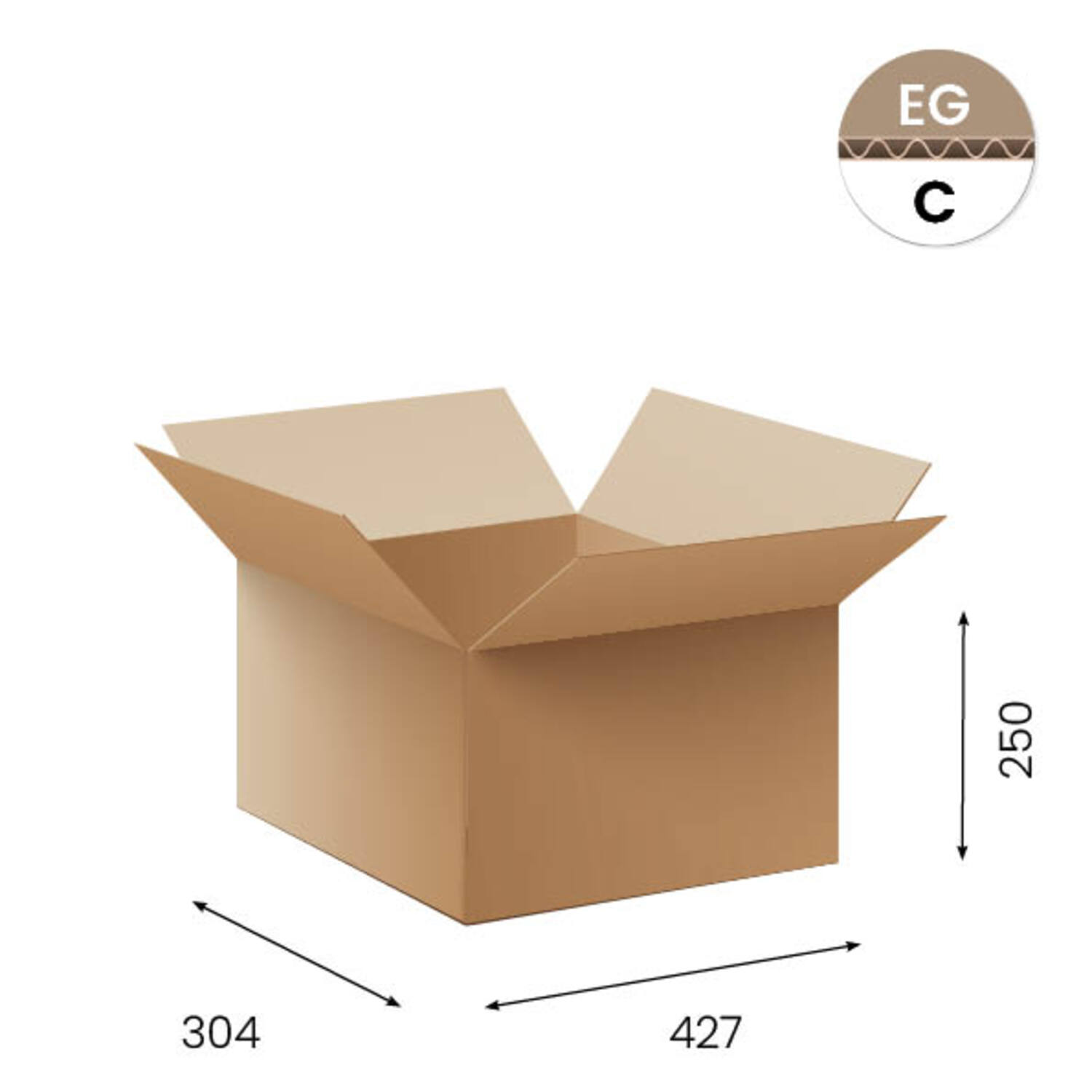 Amerikaanse vouwdozen FEFCO 0201 427x304x250mm C-golf bruin FSC
