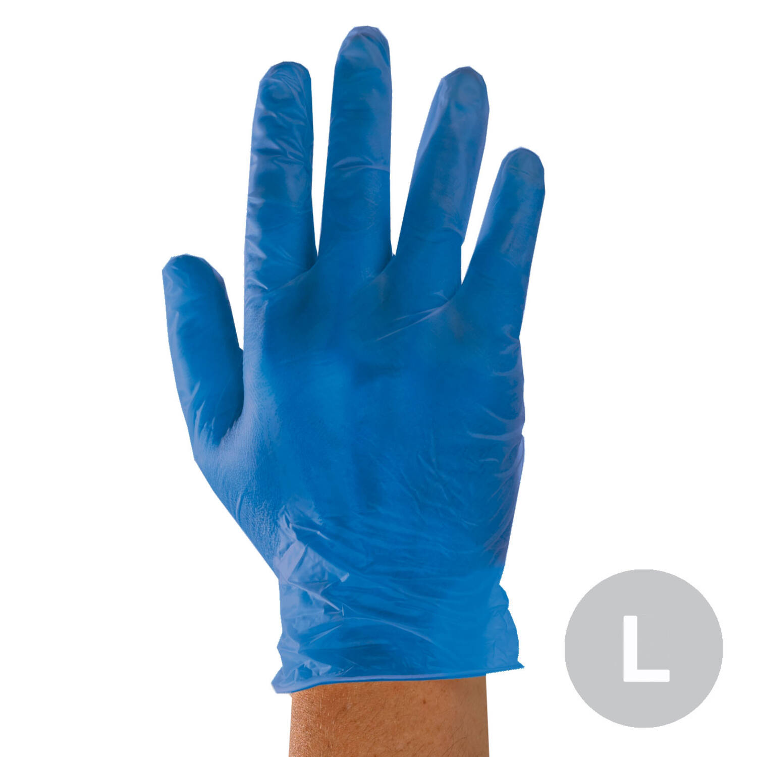 Onderzoekshandschoenen gepoederd vinyl blauw maat S