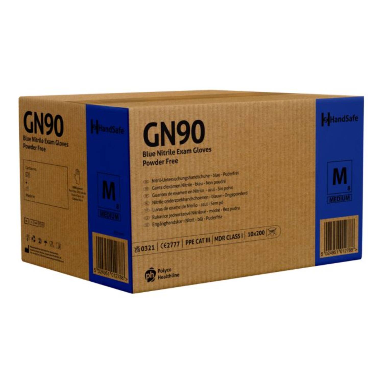 Onderzoekshandschoenen ongepoederd nitril blauw maat S