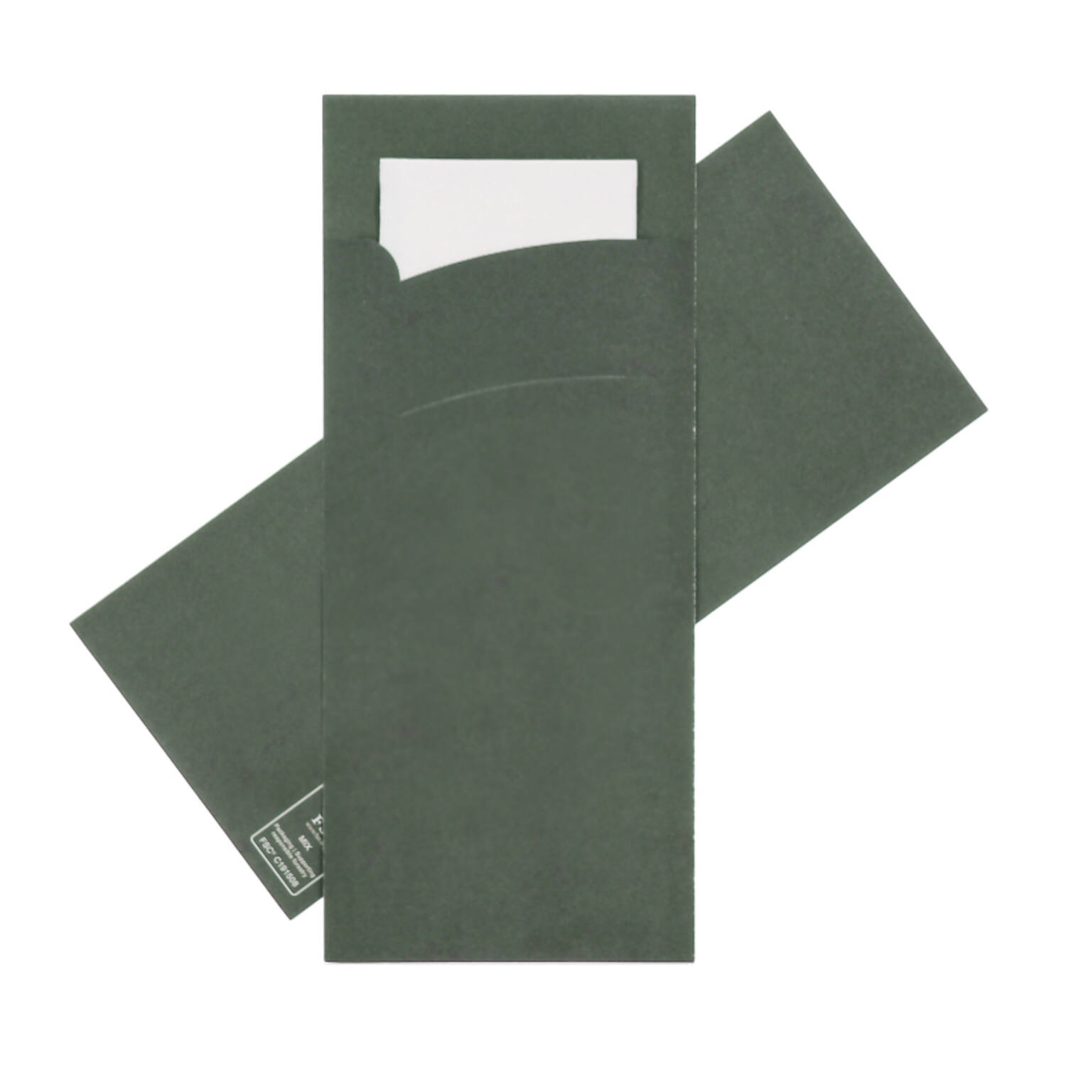 Bestekpochettes neutraal groen met wit servet 215x92 mm FSC