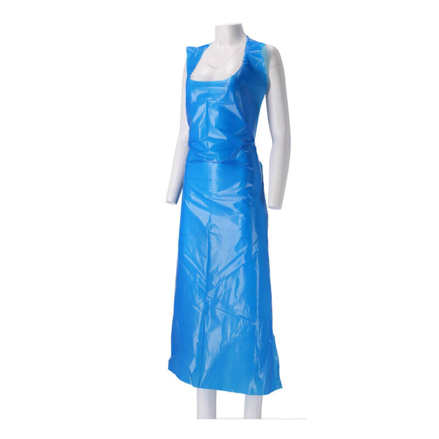 Schort op blok PE 20mµ geruwd blauw 125x80 cm (608014)