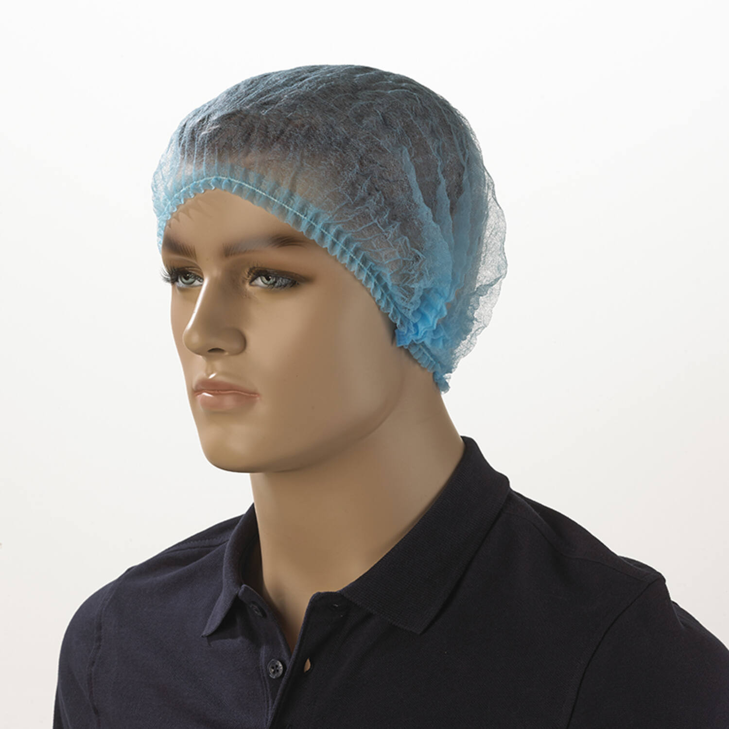 Haarnet wokkels PP non-woven enkel elastiek blauw 52 cm