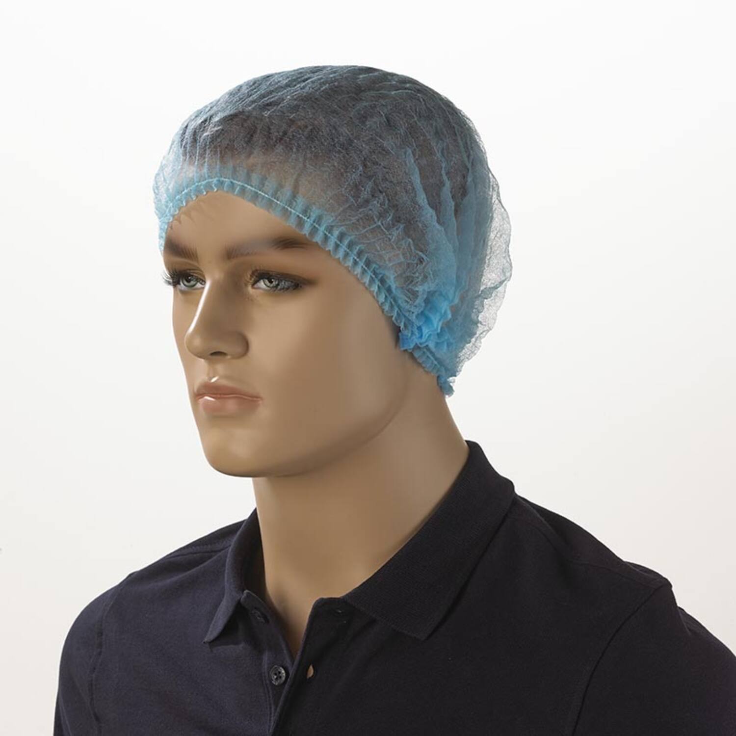 Haarnet wokkels PP non-woven enkel elastiek blauw 58 cm