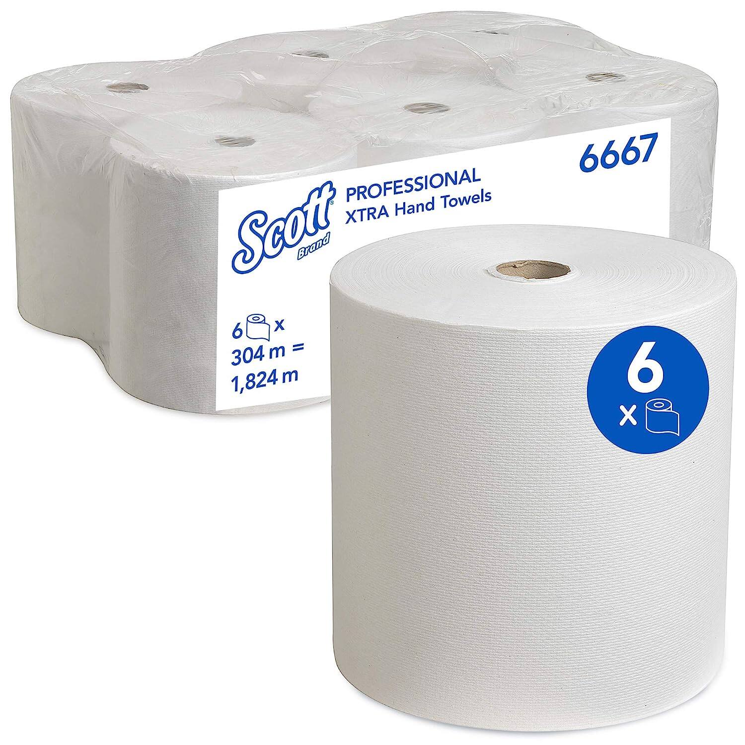 Handdoekrol Scott 1-laags wit 19,8cm x 304m
