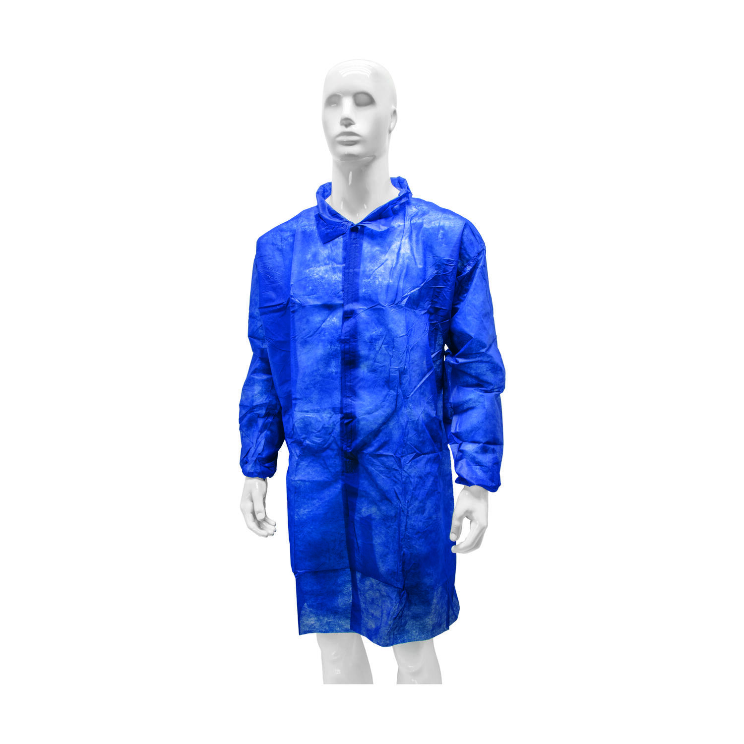 Bezoekersjas non woven zwaar klittenband blauw maat XXL