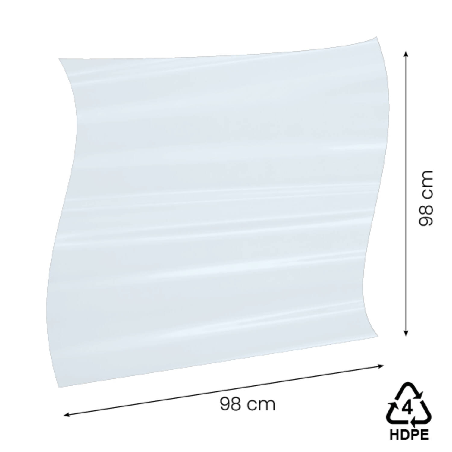 HDPE vellen 98 x 98cm 20 mµ blauw 2%