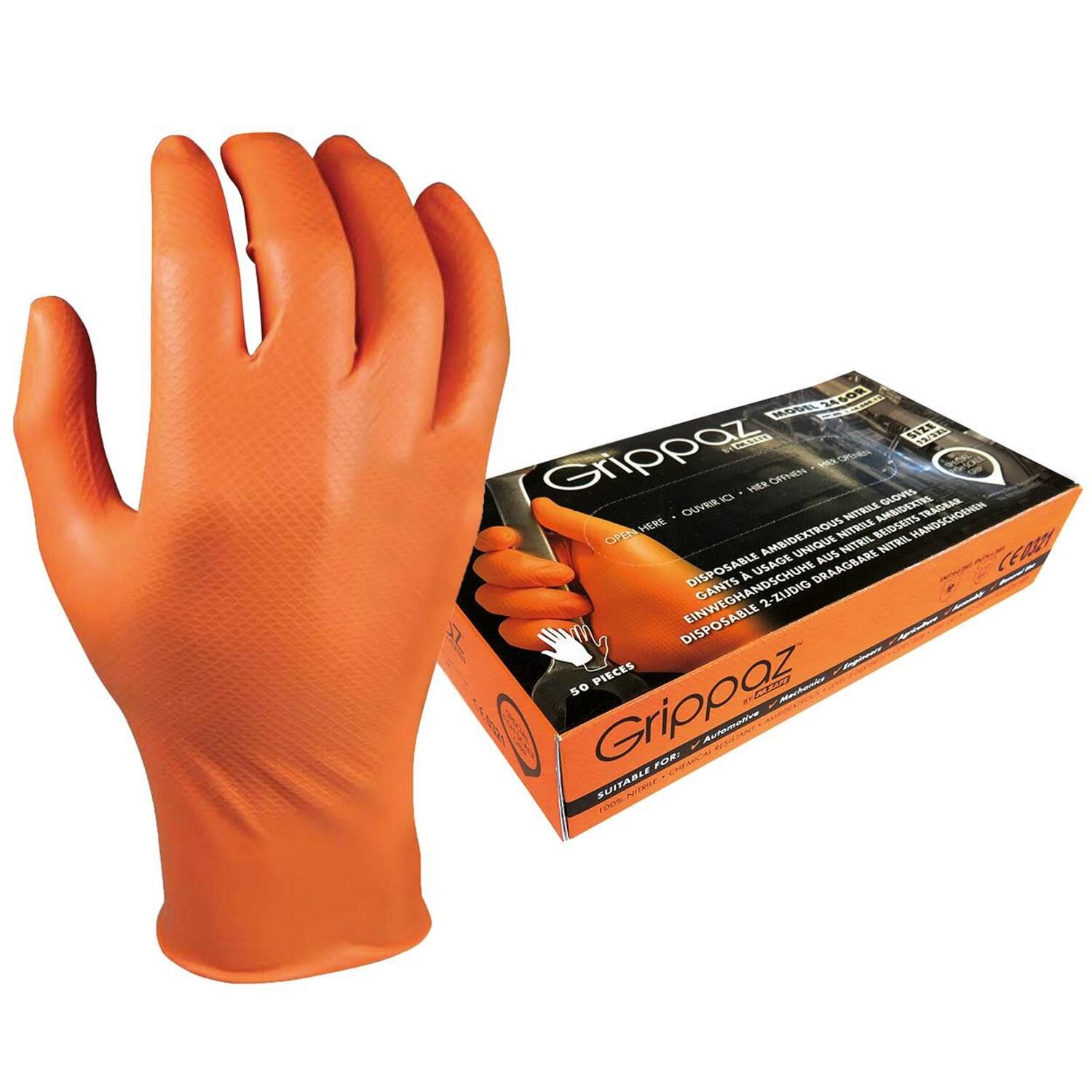 Handschoenen OXXA® nitril GZ 240 mm oranje maat XL (14456010)