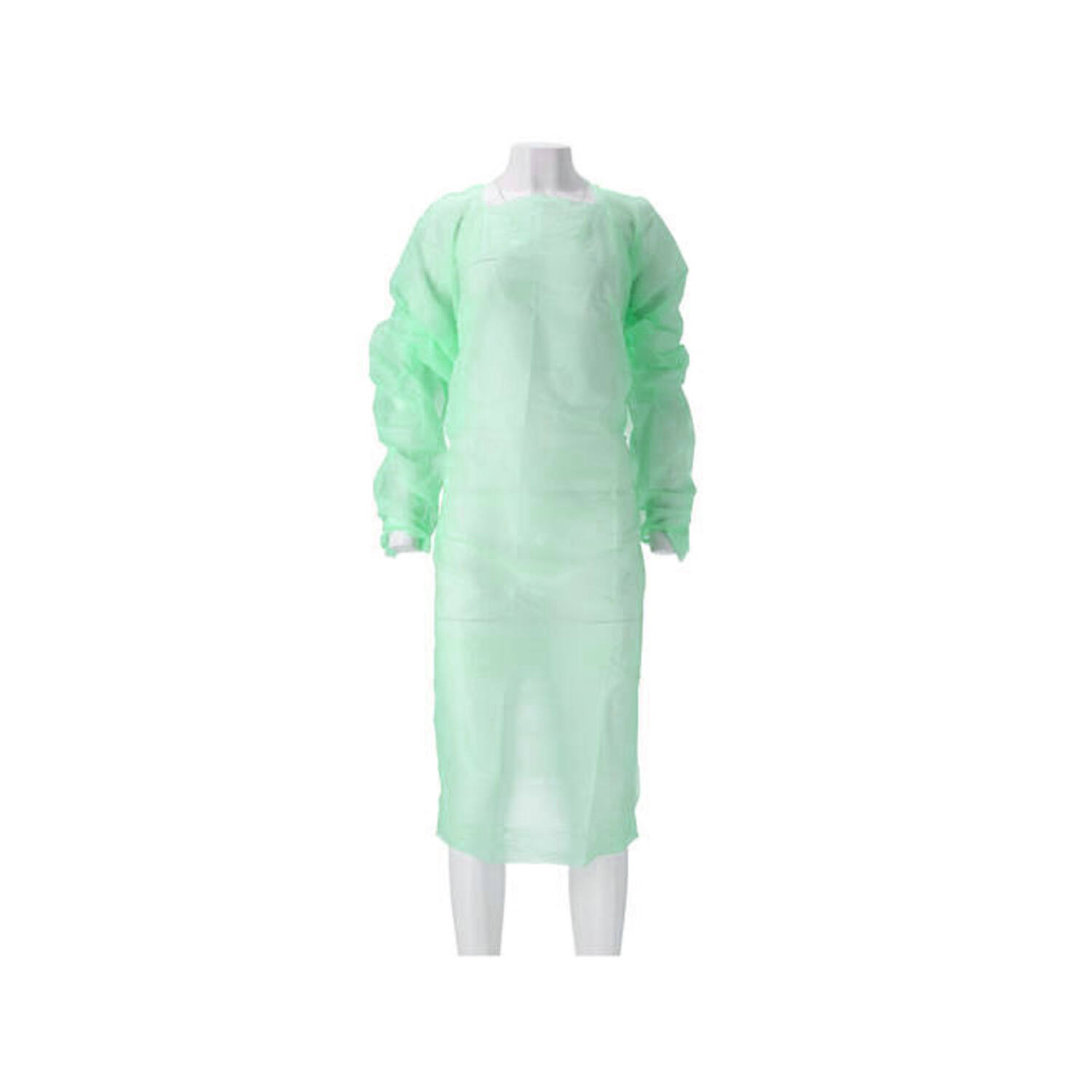 Schort CPE met lange mouw 30mµ groen 118x190 cm