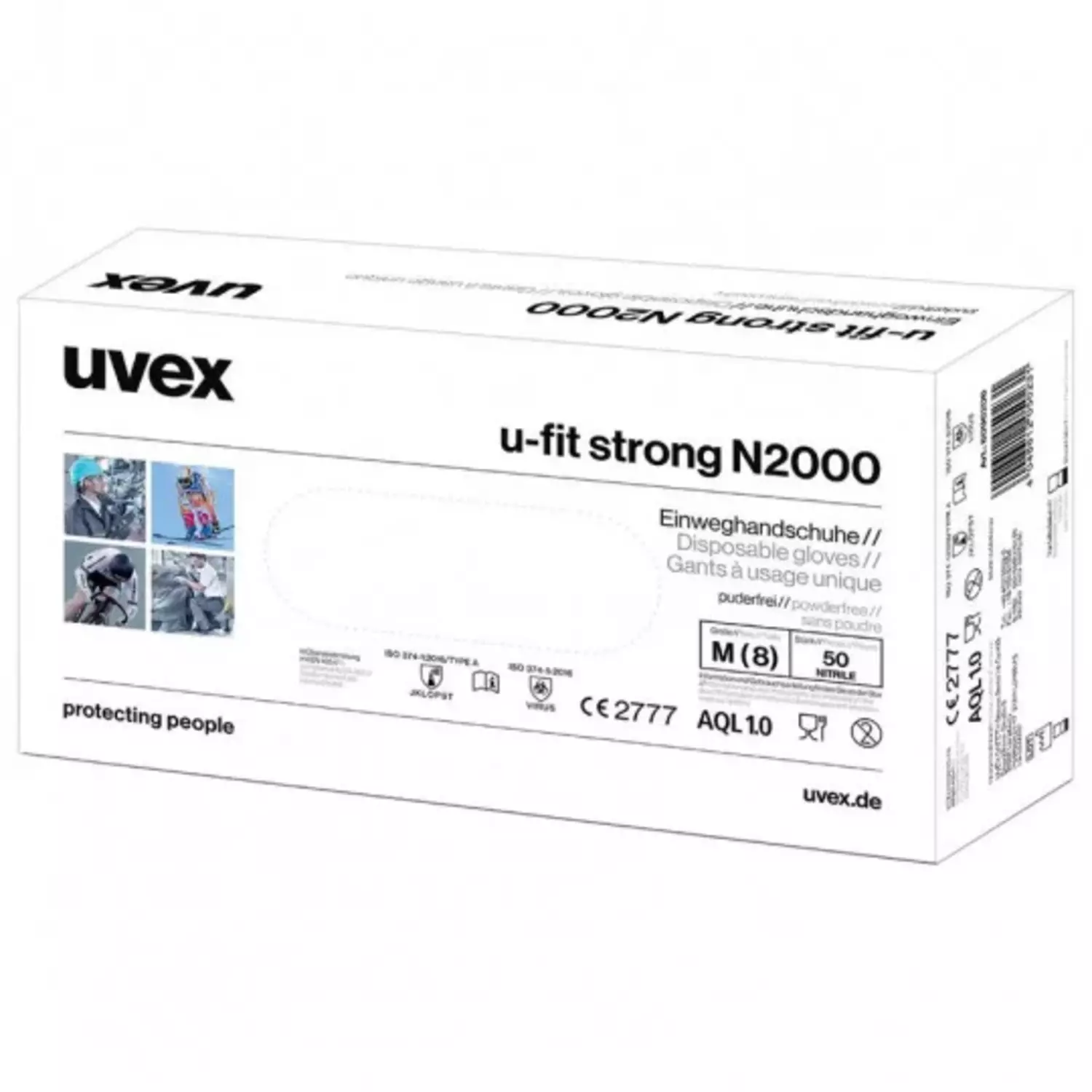 Onderzoekshandschoenen nitril Uvex u-fit strong N2000 blauw maat L