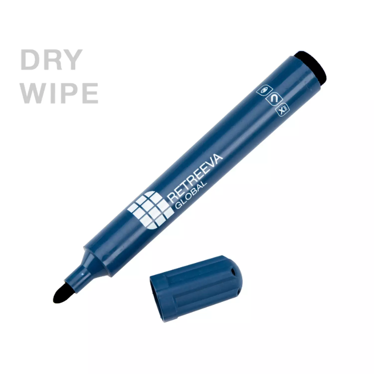 Retreeva dry wipe marker detecteerbaar behuizing blauw inkt zwart (RG-WBM-BK)