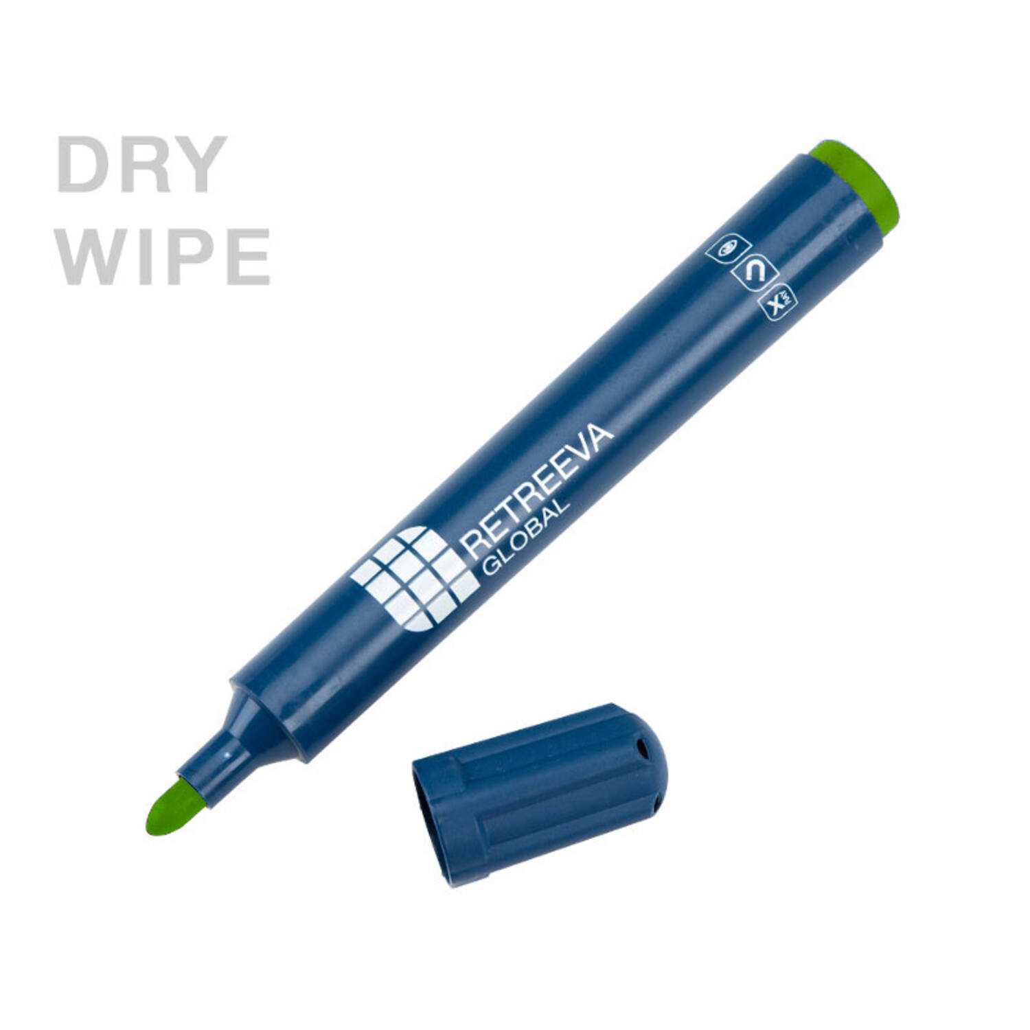 Retreeva dry wipe marker detecteerbaar behuizing blauw inkt groen (RG-WBM-GN)