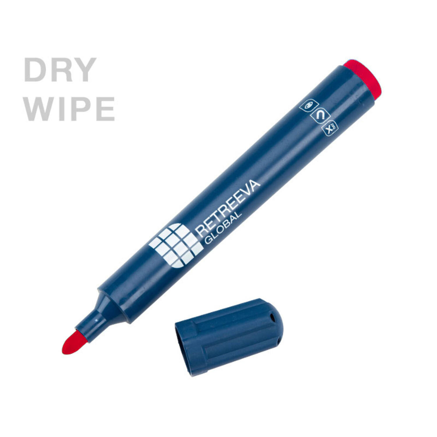 Retreeva dry wipe marker detecteerbaar behuizing blauw inkt rood (RG-WBM-RD)