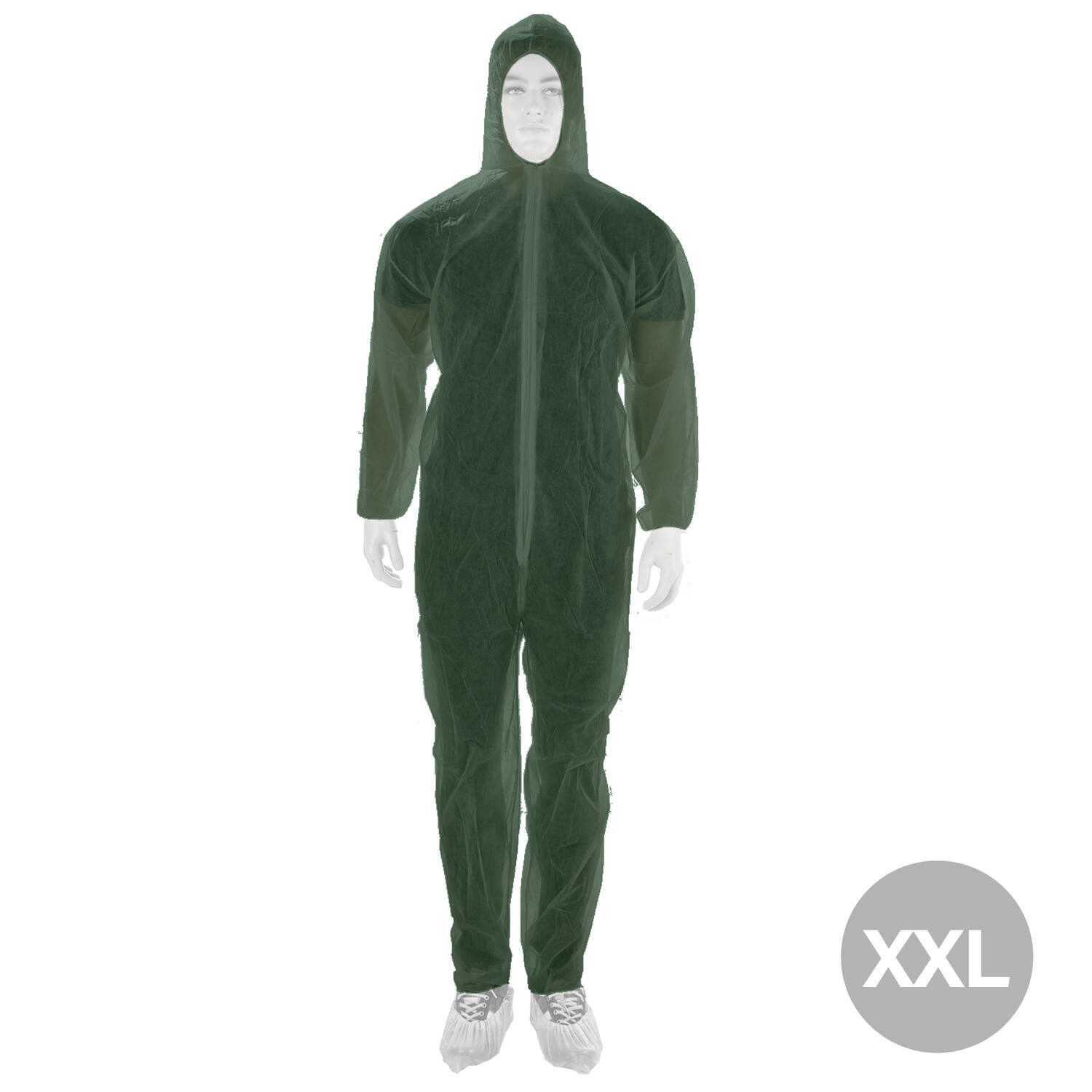 Coverall PP non-woven met velcro sluiting groen maat XXL