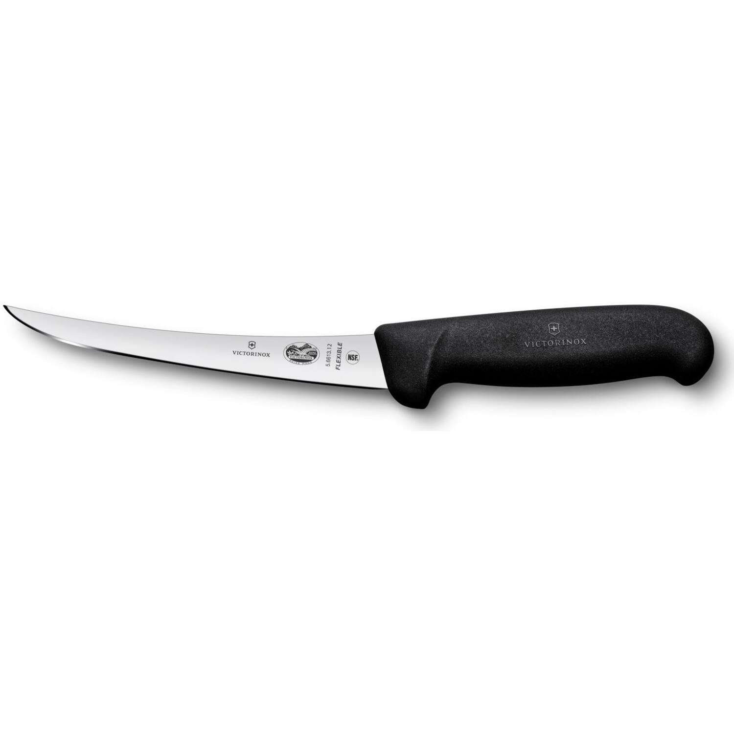 Victorinox uitbeenmes krom smal 12cm zwart Fibrox heft