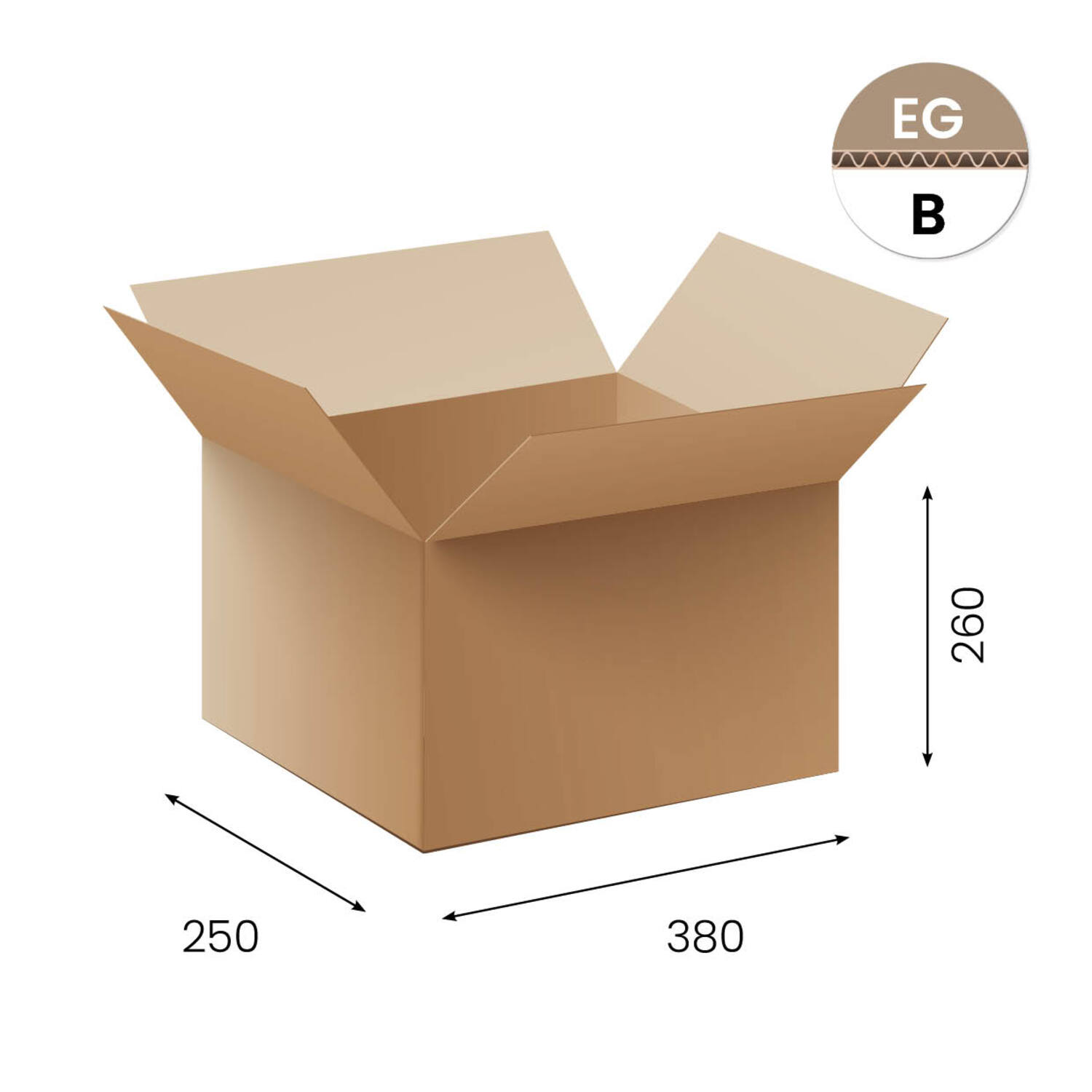 Amerikaanse vouwdozen FEFCO 0201 380x250x260 mm FSC