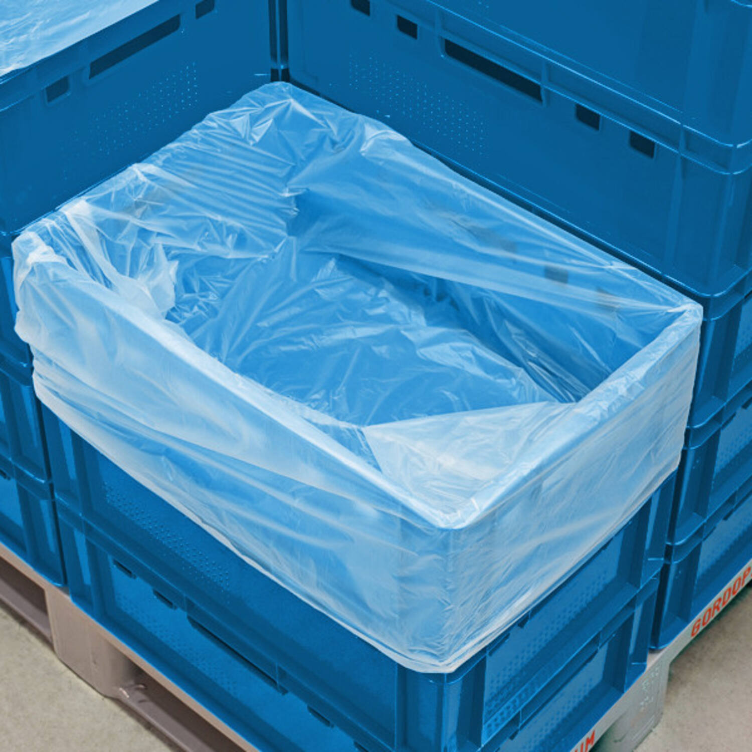 LDPE kratzakken 82/35 x 75cm 20my blauw op rol