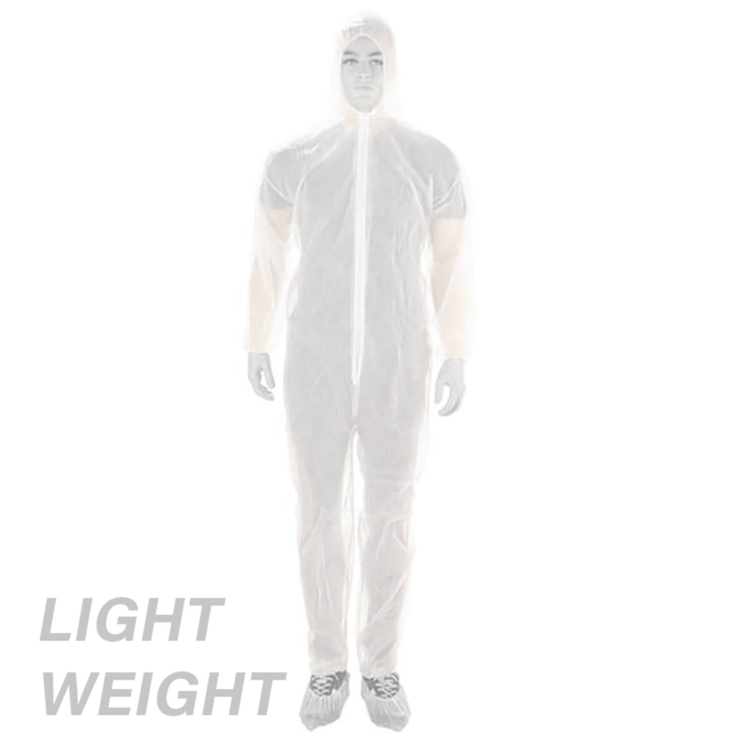 Coverall PP light non-woven met ritssluiting wit maat L