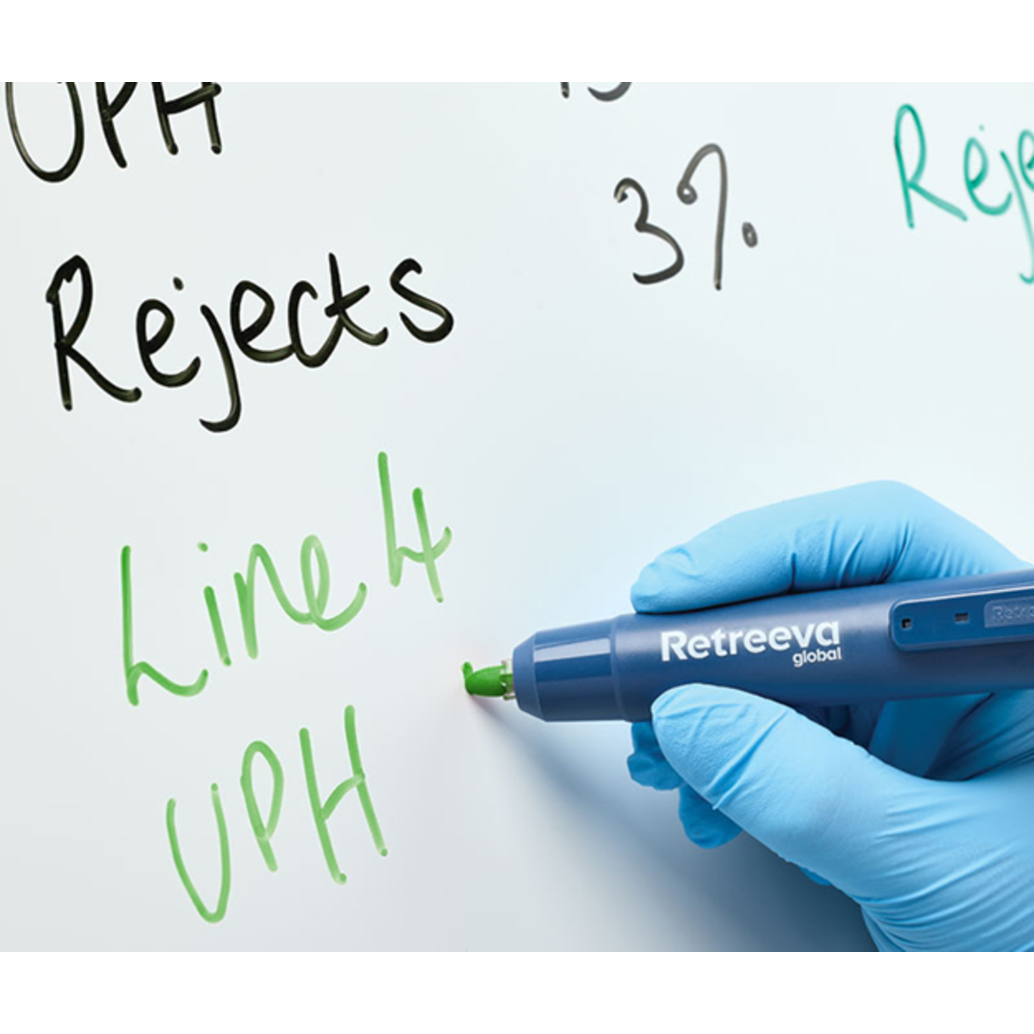 Retreeva dry wipe marker detecteerbaar behuizing blauw inklikbaar inkt groen (RG-WRM-GN)