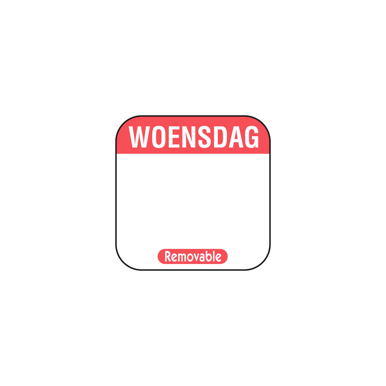 Daglabel 'Woensdag' beschrijfbaar en verwijderbaar 25x25 mm