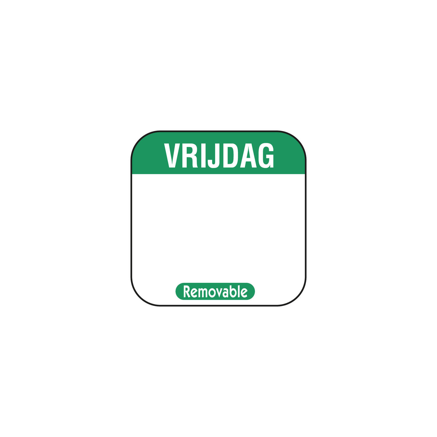 Daglabel 'Vrijdag' beschrijfbaar en verwijderbaar 25x25 mm