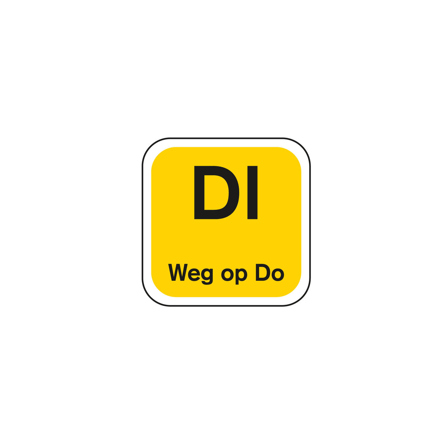 Daglabel 'Di weg op Do' afwasbaar 19x19 mm