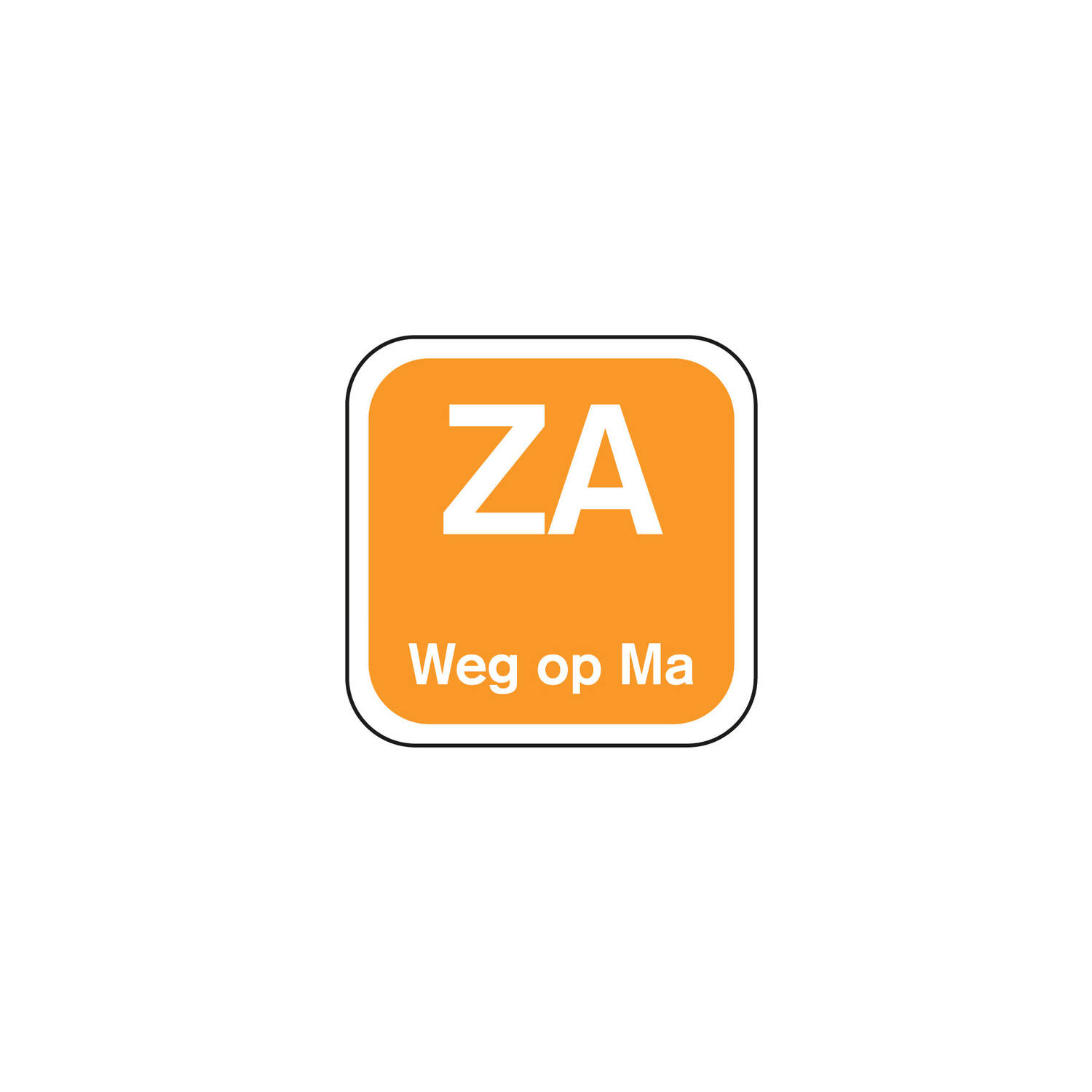 Daglabel 'Za weg op Ma' afwasbaar 19x19 mm