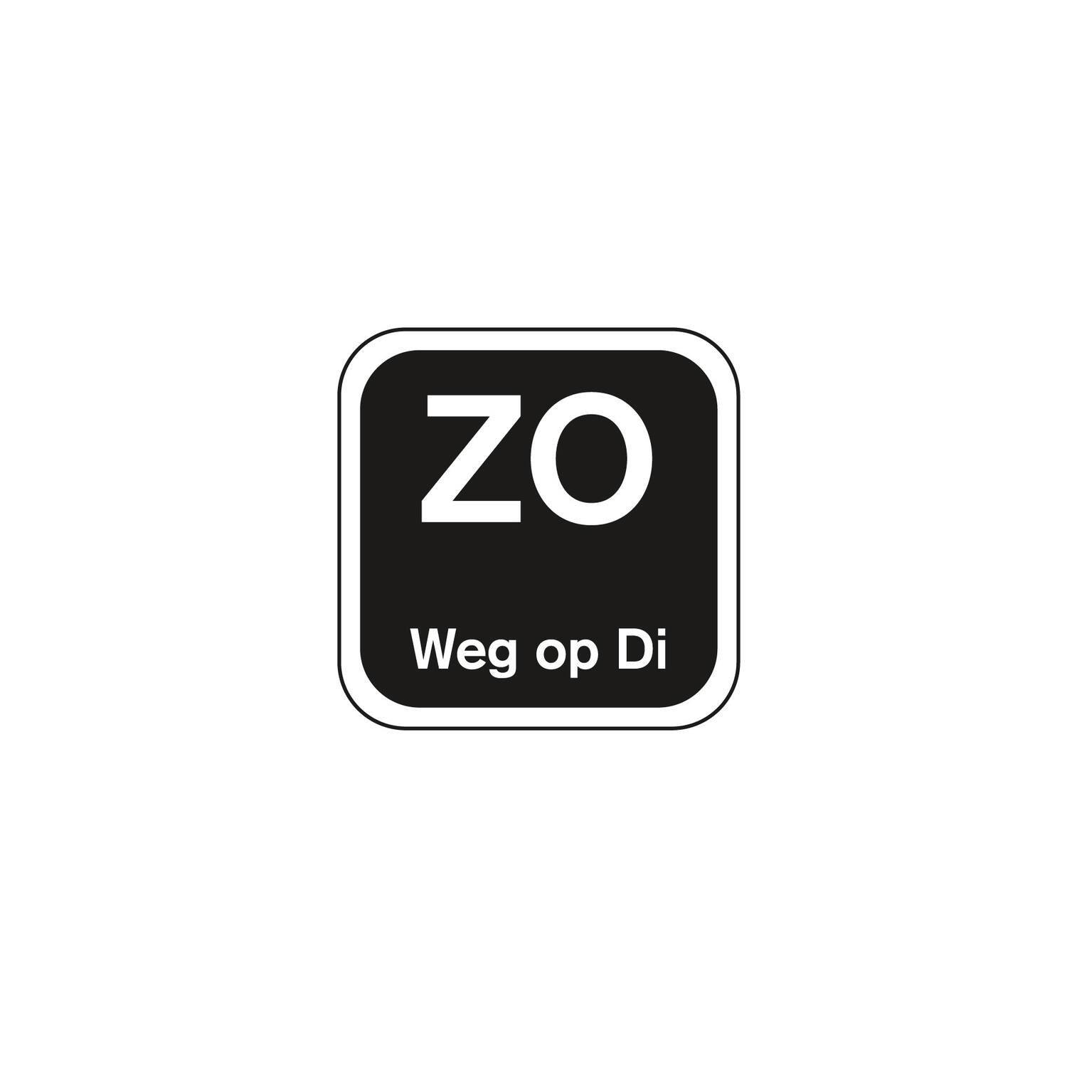 Daglabel 'Zo weg op Di' afwasbaar 19x19 mm