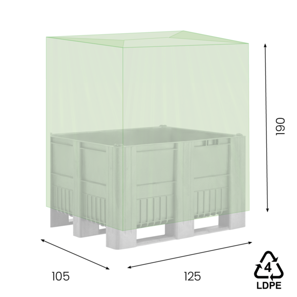 LDPE hoezen 125/52,5 x 190cm 45my groen 2% op koker