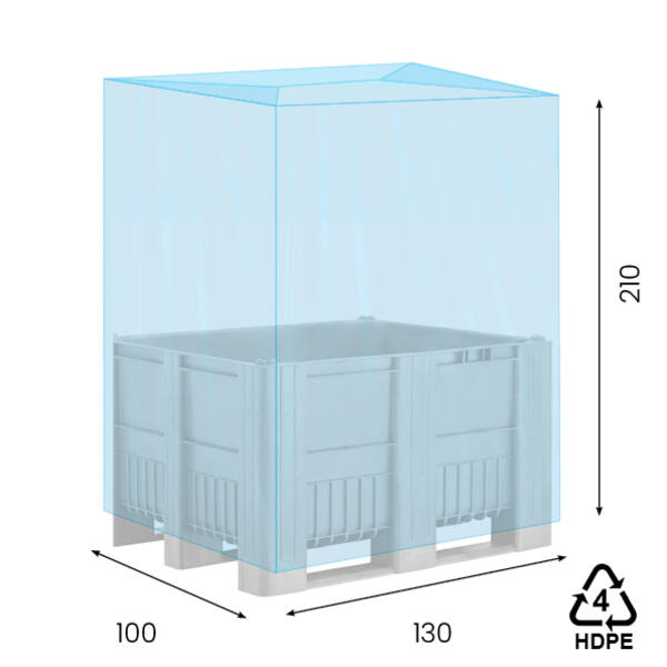 HDPE hoezen 130/50 x 210cm 20my blauw 2% op koker