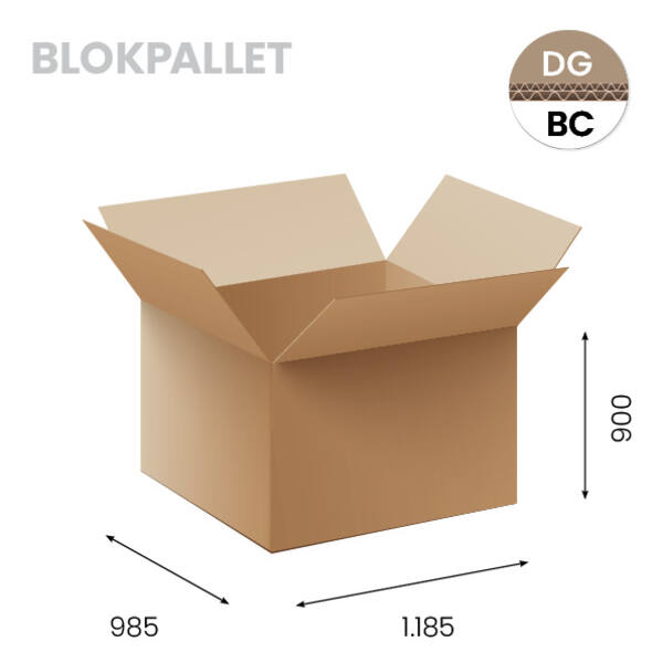 Doos 1.185x985x900mm DG bruin BLOKpalletdoos