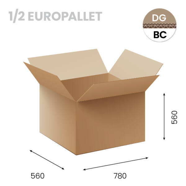 Doos 780x560x560mm DG 1/2Palletdoos, Fefco 0201 FSC©