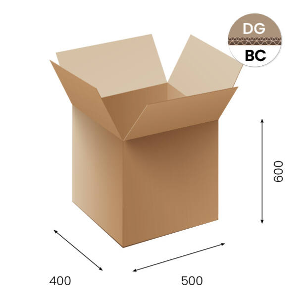 Amerikaanse vouwdozen FEFCO 0201 600x400x400mm BC-golf bruin FSC