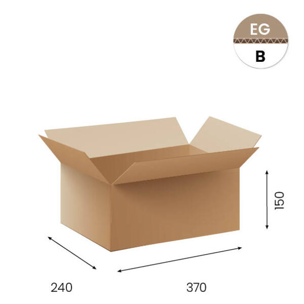 Amerikaanse vouwdozen FEFCO 0201 370x240x150mm B-golf bruin FSC