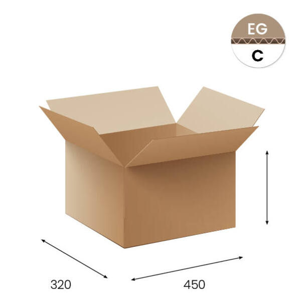 Amerikaanse vouwdozen FEFCO 0201 450x320x320mm C-golf bruin FSC