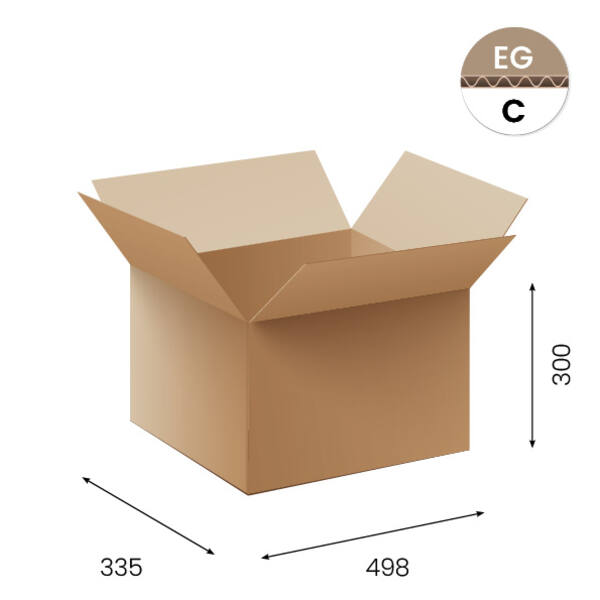Amerikaanse vouwdozen FEFCO 0201 498x335x300mm C-golf bruin FSC