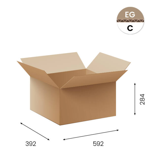Amerikaanse vouwdozen FEFCO 0201 592x392x284mm C-golf bruin FSC