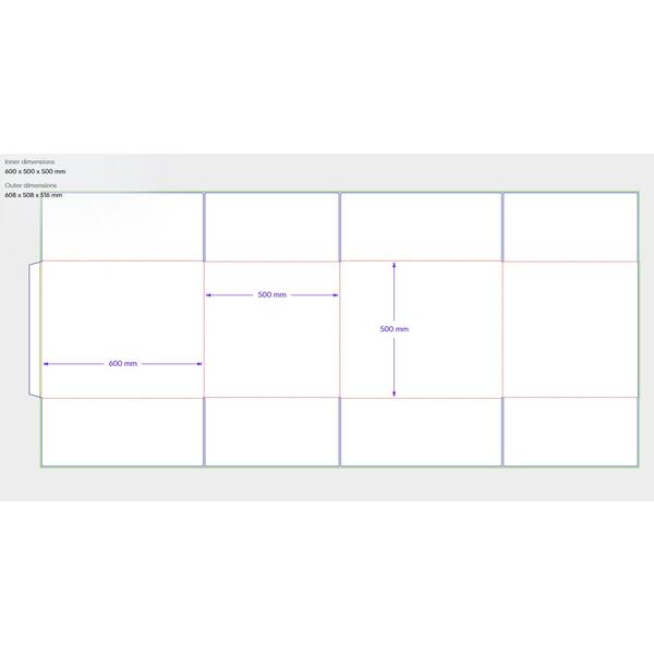 Amerikaanse vouwdozen FEFCO 0201 600x500x500mm C-golf bruin FSC
