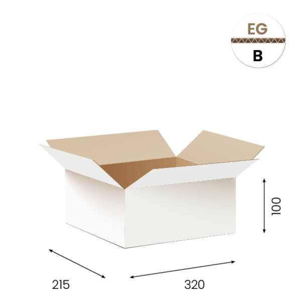 Amerikaanse vouwdozen FEFCO 0201 302x215x100 mm B-golf wit FSC