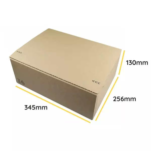 Verzendbox 50 345x256x130mm EG bruin autolock + plakstrip