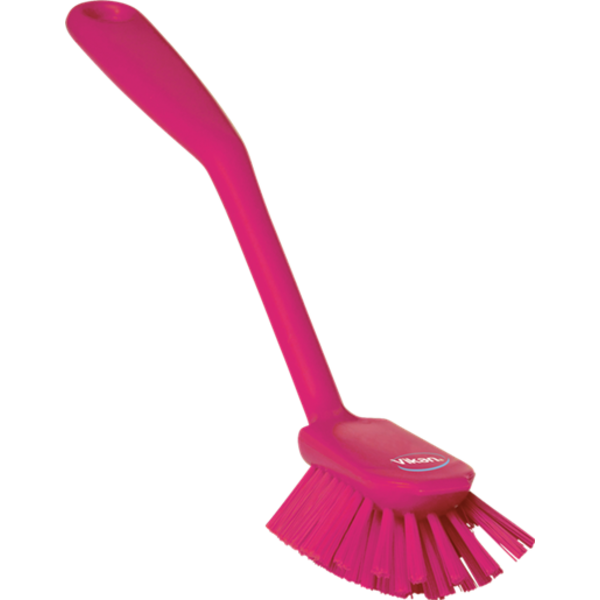 Vikan vaatwasborstel met schraaprand polyester vezels medium roze 280x60x55 mm (42371)