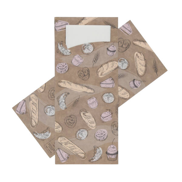 Bestekpochettes met wit servet 'Neutraal Brood & Banket' 215x92 mm FSC